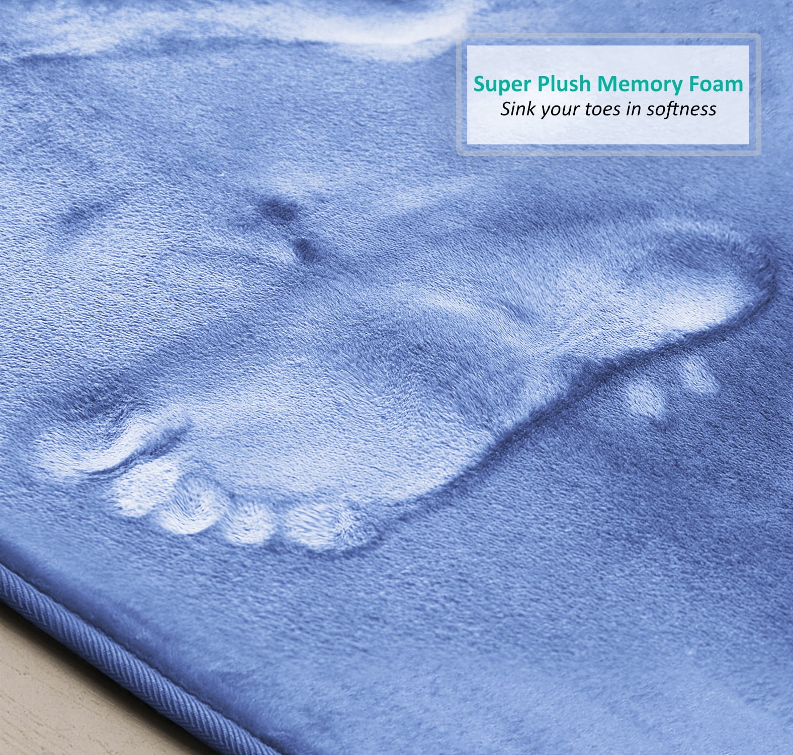 2 Piece Memory Foam Bath Rug Set -20x32 inch Bath Rugs, Blue