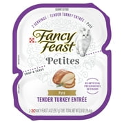 Purina Fancy Feast Petites Gourmet Pate Wet Cat Food, Tender Turkey Entree, 2.8 oz Tub