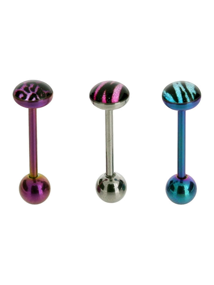 BODY JEWELRY Surgical Stainless Steel 14 Gauge Anodized Barbells Set