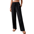 thumbnail image 2 of Pantalones Palazzo de para Mujer, Elegantes, de Verano, de Pierna , Holgados, Estilo Bohemio, de , para Playa, con Bolsillos. Negro S, 2 of 10