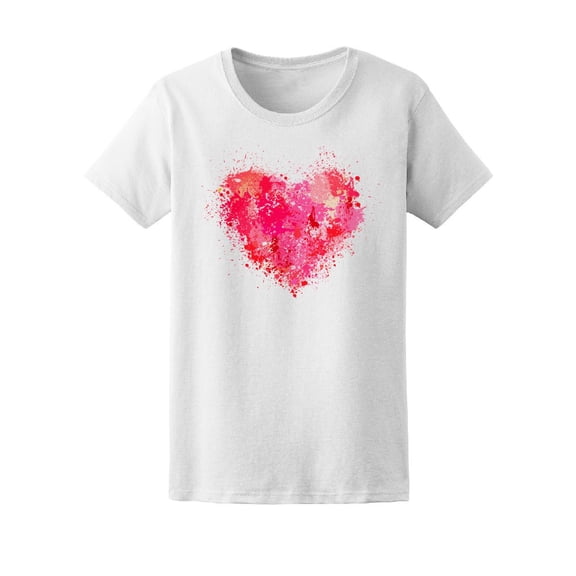 Cute Spray Pink Watercolor Heart Tee Women's -Image by Shutterstock