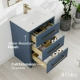 thumbnail image 3 of Eviva Curio 24"W x 18"D Dark Blue Bathroom Vanity with White Carrara Quartz Countertop and Undermount Porcelain Sink, 3 of 11