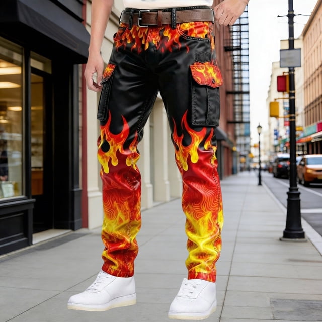 Practical Print Cargo Pants for Daily Casual and Outdoor Work Trousers with Ample Pocketing and Utility Style
