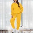 thumbnail image 6 of BLOCLOALO 2 Piece Lounge Set Long Sleeve Pullover Sweatshirts Fashionable Sports Casual Jacket Trousers Round Neck Suit Sweatpants and Sweatshirt Set Plus Size Workout Sets Casual Sets Yellow S, 6 of 8
