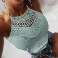 thumbnail image 6 of Green Womens Tops 2025 New Summer Hollow Lace Sleeveless Solid Color Vest Shirts for Women, 6 of 6