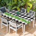 thumbnail image 2 of St. Patrick's Day Table Cloths for 6 Foot Rectangle Tables, Green Shamrock Grasses Black White Plaid Patio Waterproof Elastic Fitted Tablecloths, Washable Rectangular Table Cover for Camping, 2 of 8
