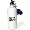 3dRose Happy Camper - fun text for camp camping and outdoorsy activities, Sports Water Bottle, 21oz