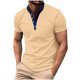 thumbnail image 1 of Playeras Elvqul para Hombre Caqui Manga Corta Casuales de Color Sólido Cuello V Abotonada Deportivas, 1 of 5