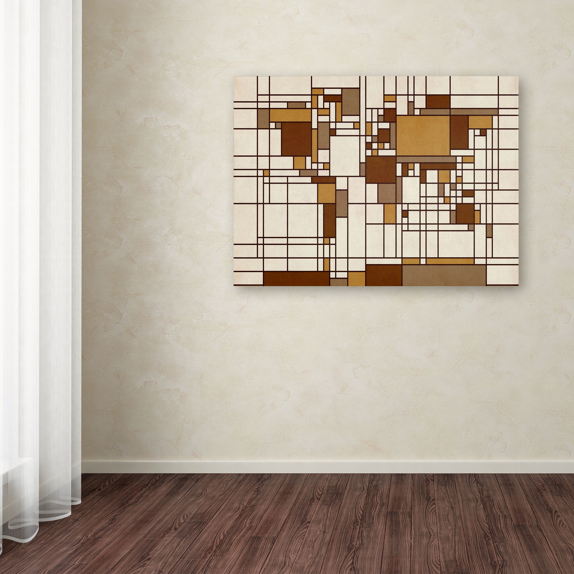 Trademark Art 'Mondrian World Map' Canvas Art by Michael Tompsett