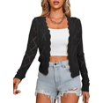thumbnail image 2 of Women'S Long Sleeve V-Neck Knitted Cardigan Jacket Buttonless Knitted Shawl Sweater Black XXL, 2 of 8