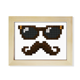 thumbnail image 1 of Gafas de sol barba Hombre pixel Escritorio de madera Arte Pintura 6x8 pulgadas marco de foto foto, 1 of 4