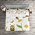 thumbnail image 2 of Ambesonne Flower Quilted Coverlet 3 Pcs, Bees Daisies Chamomile, Queen Size, Yellow White and Black, 2 of 2