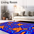 thumbnail image 2 of ODIKA 4'x6' Machine Washable Non-Slip Area Rug, Oceanic Wildlife With Interlocking Sea Creatures And Tiger Stripes High Traffic Rug, Blue, 680717, 2 of 7