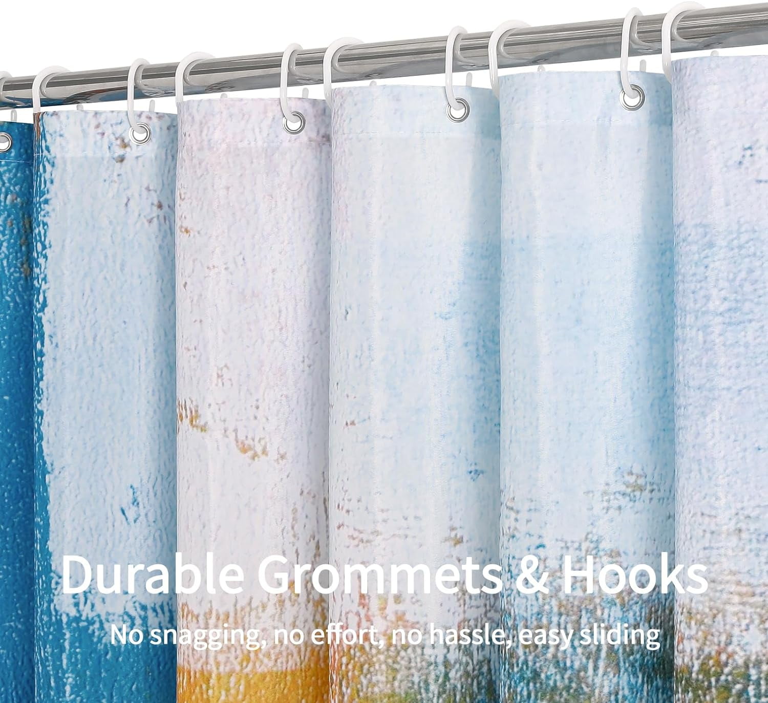 Extra Long Ombre Shower Curtain 72 x 84, Abstract Geometric Fabric Shower Curtain, XL Paint Brush Graffiti Design Shower Curtains for Modern Bathroom Decor, Blue and Orange