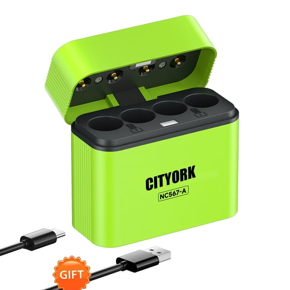 CITYORK 4 Bay 1.5V AA Rechargeable Batteries Smart Charger,Quick Independent Battery Charger Storage Box for 1.5V Double A Rechargeable Lithium Batteries