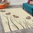 thumbnail image 2 of Flower Decorative Rug, Floral Petals with Striped Leaves and Lines Modern Style Geometrical Design Print, Quality Carpet for Bedroom Dorm and Living Room, 6 Sizes, Dark Maroon, by Ambesonne, 2 of 4