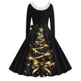 thumbnail image 3 of TIMIFIS Robes de Noël pour Femmes, Robes Maxi pour Femmes Robe Vintage de Vacances Manches Longues Col en V en Fourrure Robe Dos Nu, 3 of 3