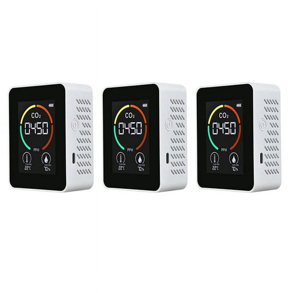 3X Temperature & Humidity Meter,Air Quality Monitor,CO2 Detector, Digital Air Pollution Carbon Dioxide Detector A
