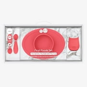 ezpz First Foods Set (Color) - 100% Silicone Suction Bowl, 2oz Cup, Tiny Spoons - Designed by a Pediatric Feeding Specialist - 6 Months+