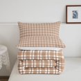 thumbnail image 5 of Manfei Vintage Grid Queen Comforter Set,Modern Check Comforter Sets Queen,Brown,Reversible,3 Pieces,1 Comforter and 2 Pillowcases,3 Pieces,1 Comforter and 2 Pillowcases, 5 of 7