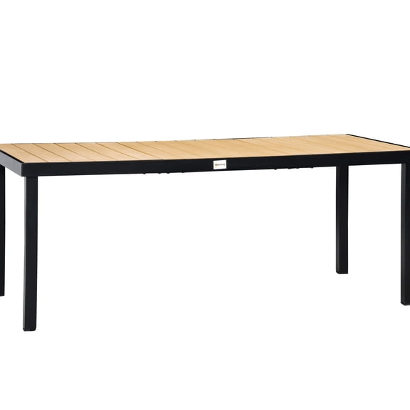 Aluminum Frame Garden Table / Suitable for Lawn Socializing / Wipe-Clean Wood Grain Surface