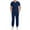 Dark Blue, variant on Lovskoo Man Solid Color Quick-Drying Scrubs for Men Button Short Sleeve Round-Neck Shirts and Long Pants with Pocket Sets Purple