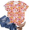 thumbnail image 3 of Women's Fall Pumpkin Coffee Cup Print T-Shirts Casual Short Sleeve Tops Autumn Graphic Tees Crewneck Holiday Shirts Comfortable Thanksgiving Blouse, 3 of 8