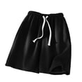 thumbnail image 6 of Kinrui Womens Long Shorts Waffle Knit Elastic Waist Drawstring Knee Lenght Pants with Pocket Black 2XL, 6 of 6