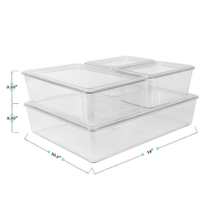 Martha Stewart Brody Clear Plastic Storage Organizer Bins with White  Engineered Wood Lids for Home Office, Kitchen, or Bathroom, 3 Pack  Small/Medium/Large in the Desktop Organizers department at