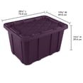 thumbnail image 2 of Sterilite Large Industrial Tote, 27 Gallon Durable Plastic Storage Bin with Snap-On Lid, Ideal for Fall and Halloween Costumes, Décor, and More, Plum, 2 of 12