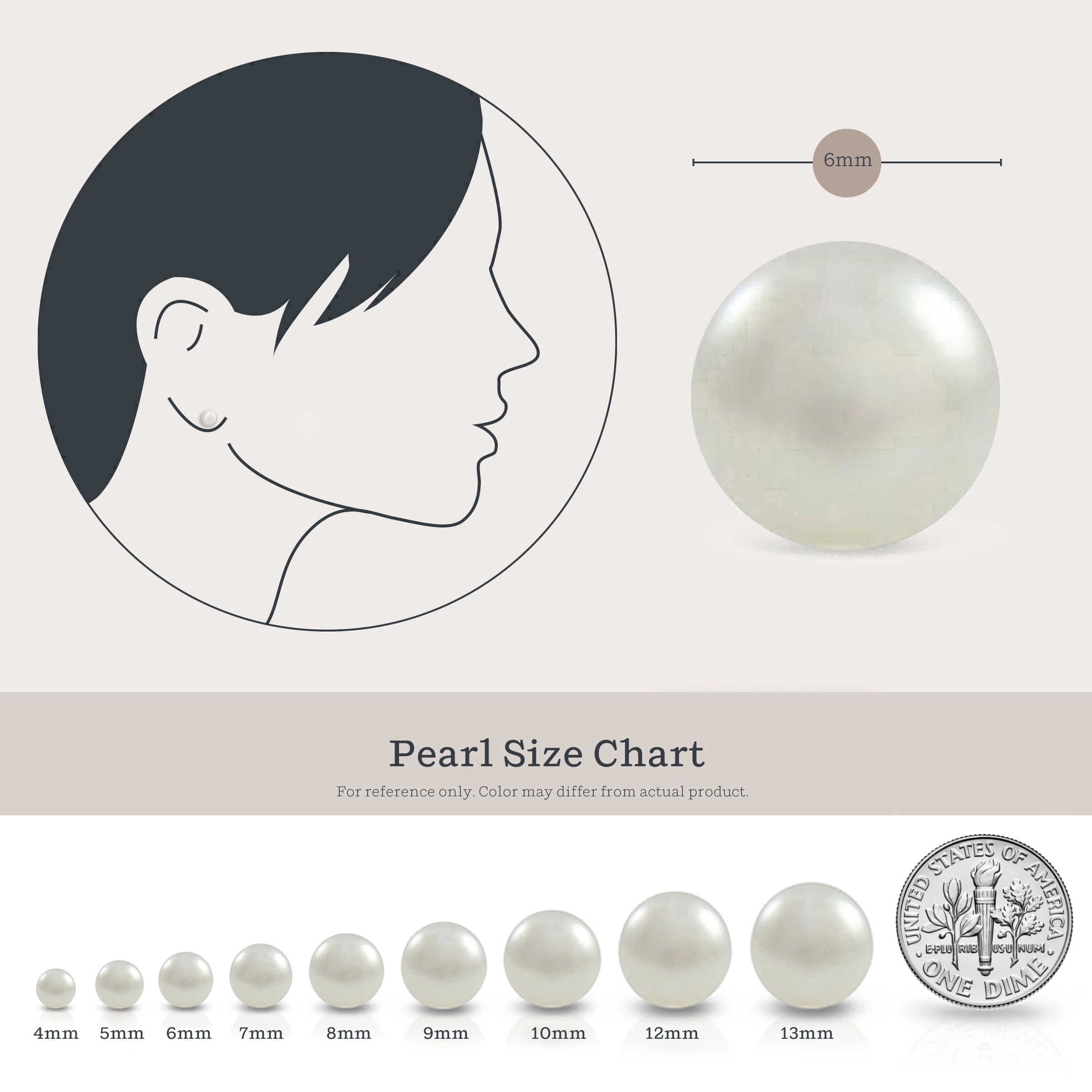 Kezef Pearl Stud Earrings for Women 14K Gold-Plated – Pearl Stud Earrings – Unique Pair Earrings Stud with Butterfly 14K Gold-Plated Back with Silicone – 5.5-6mm