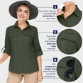 thumbnail image 2 of POENTAB Long Sleeve Casual Shirts for Women Button Down Quick Dry Hiking Fishing Work Shirt UPF 50+ UV Sun Protection Summer Fall Tops, 2 of 7
