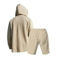 thumbnail image 5 of Ahabrexf Jackets for Men, Summer Solid Color Casual Long Sleeve Hooded Shorts Pocket Set, 5 of 6
