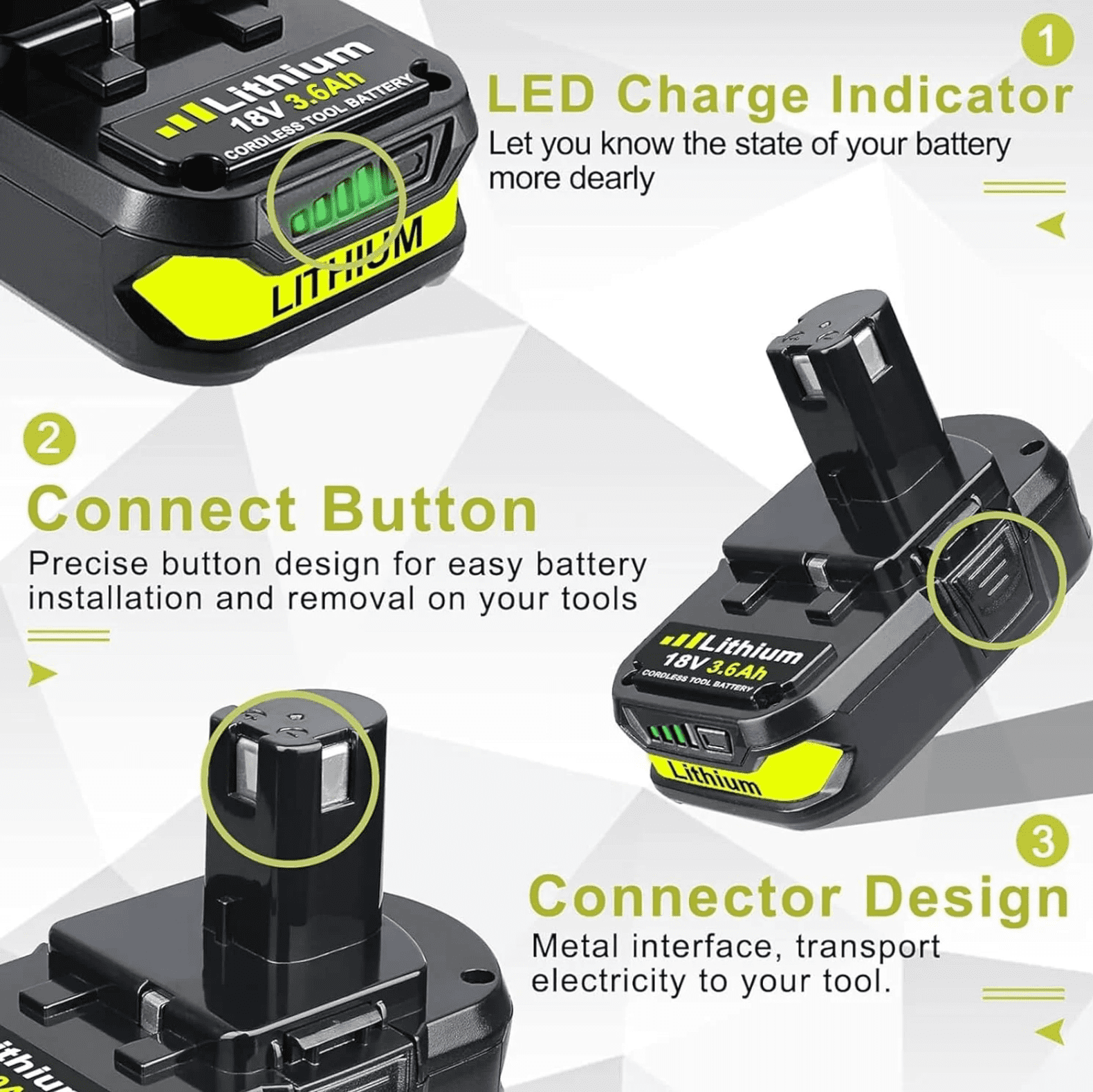 2Pack 18V P102 Replace for Ryobi 18V Batteries and Charger Combo for 18 Volt ONE+ P103 P105 P107 P109 P122