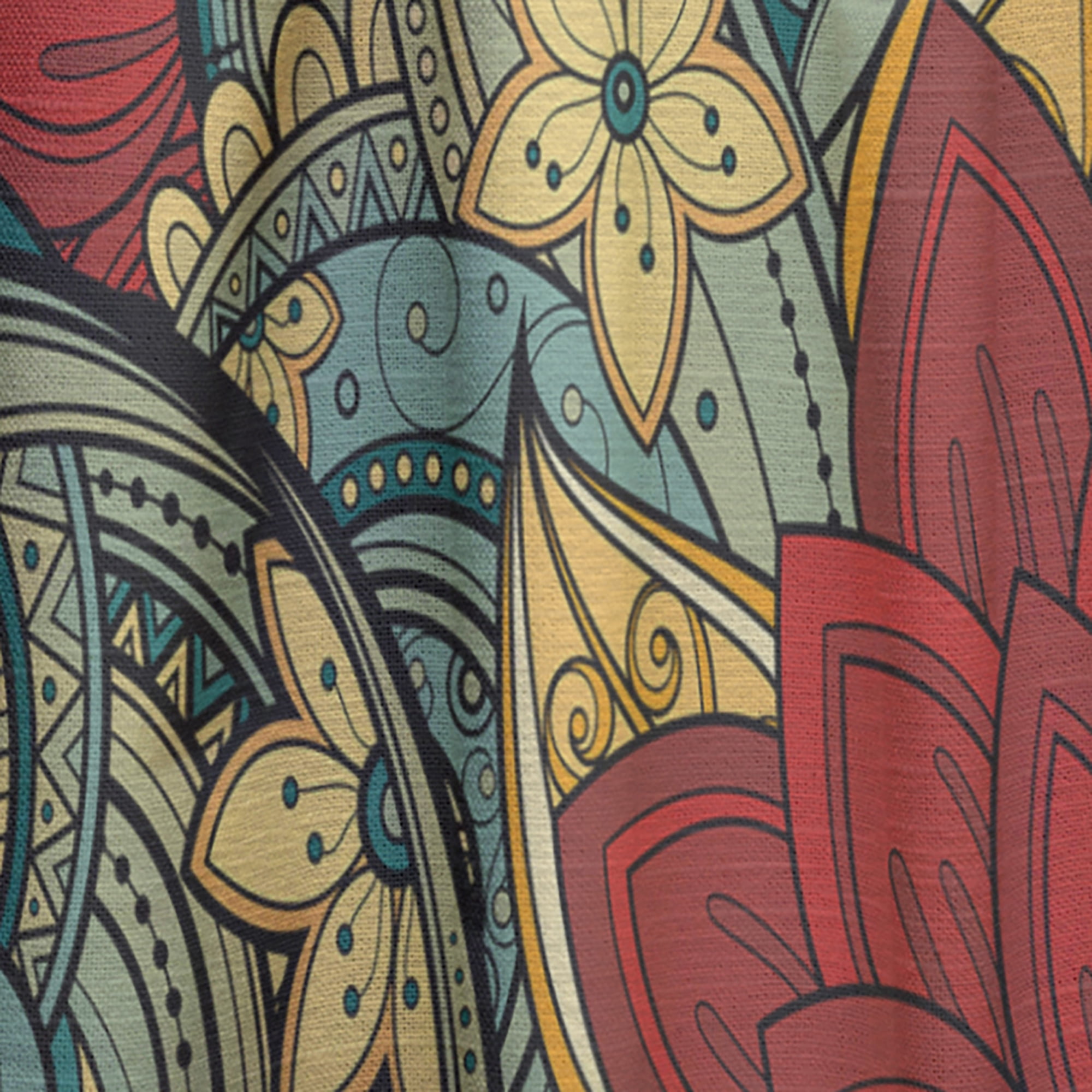 Designart 'Blue Floral Pattern Door' Bohemian & Eclectic Curtain Panel