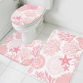thumbnail image 3 of Coastal Pink Bath Mat 3 Piece Bathroom Rug Set, Ocean Coral Starfish Shell Modern Sea Non Slip Bath Rug Contour Mat and Toilet Lid Cover, Absorbent Shower Mats Soft Bath Rugs and Mats Sets, 3 of 8