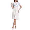 thumbnail image 2 of INSPIRE CHIC Women's Striped Sweater Dress 2025 Summer Short Sleeve Knit Flare Dresses 2XL Light Blue, 2 of 5