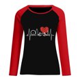 thumbnail image 3 of Chandails en Molleton pour Femmes Mode T-shirt Imprimé Cœur Manches Longues Blouse Col Rond Hauts Décontractés, 3 of 3