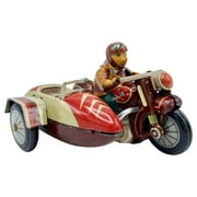 Old Style Motorcycle with Sidecar Collectible Tin Toy - 5"