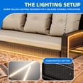 thumbnail image 4 of Dextrus 3-Seat Outdoor Wicker Porch Swing with LED Lights & Brown Cushions, Patio Hanging Chair, 4 of 10