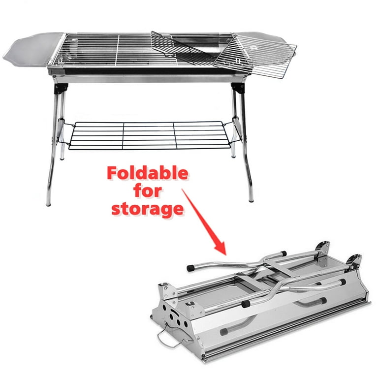 Fold barbecue charcoal grill stove shish kabob stainless steel bbq patio camping hot sale