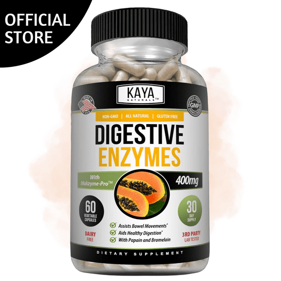 Kaya Naturals Digestive Enzymes with Prebiotics & Probiotics - Constipation & Bloating Relief - Weight Management Pills for Women & Men - Aids Immune Function - Digestion Support - 60 Veggie Capsules
