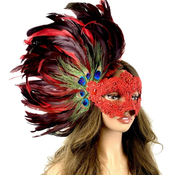 Masquerade Mask Costume Venetian Feather Party Ball Masks For Halloween Mardi Gras Cosplay Wedding