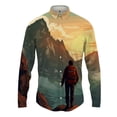 thumbnail image 5 of Camisa con solapa con estampado 3D de paisaje para hombre y mujer, camisas casuales de moda de manga larga, ropa de calle con botones, ropa unisex de gran tamaño, 5 of 5