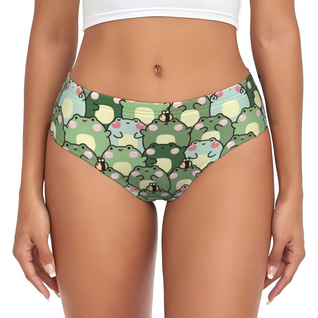 Balery Cute Frog Ropa Interior de Algodón para Mujer con Dibujo – Braguitas Cómodas y Elásticas, Estilo Clásico-4X-Large
