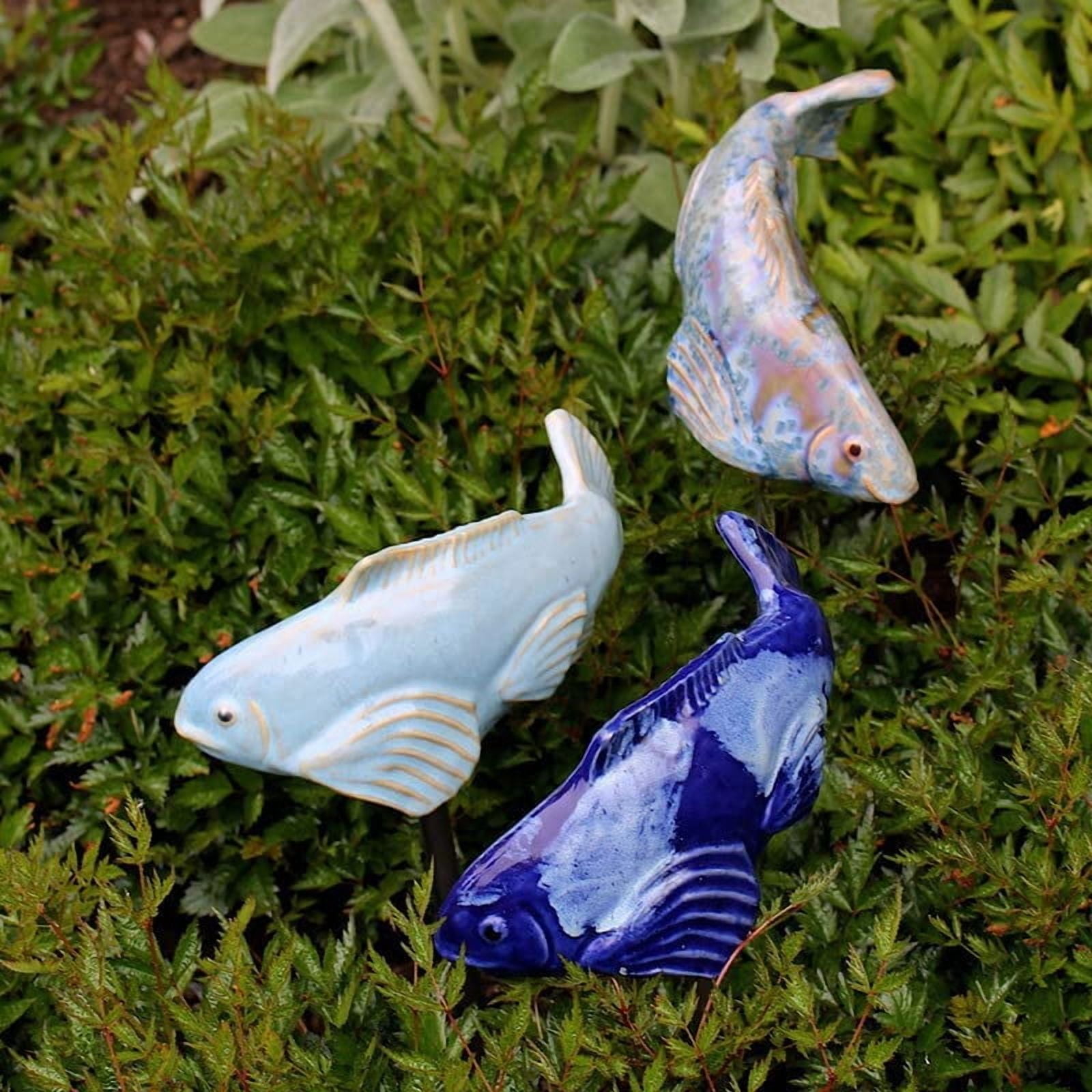 3 Pcs Fish in The Garden, Koi Resin Crafts, Outdoor Garden Lawn Pond Ornament (White Red)