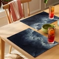 thumbnail image 4 of Navy Blue Abstract Art Placemats Set of 8 Modern Waves Art Place Mats Indoor Wipeable Table Mats Washable Cloth Dining Table Placemats for Kitchen Holiday Party Home Decor 13x19 Inch, 4 of 9