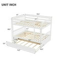 Full Over Full Bunk Beds with Trundle, Convertible to 2 Full Size Beds, Safety Rail, White