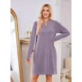 thumbnail image 4 of Women'S Autumn and Winter Loose V-Neck Pocket Casual Long Sleeve Home Clothes Dress with Pockets, 4 of 9