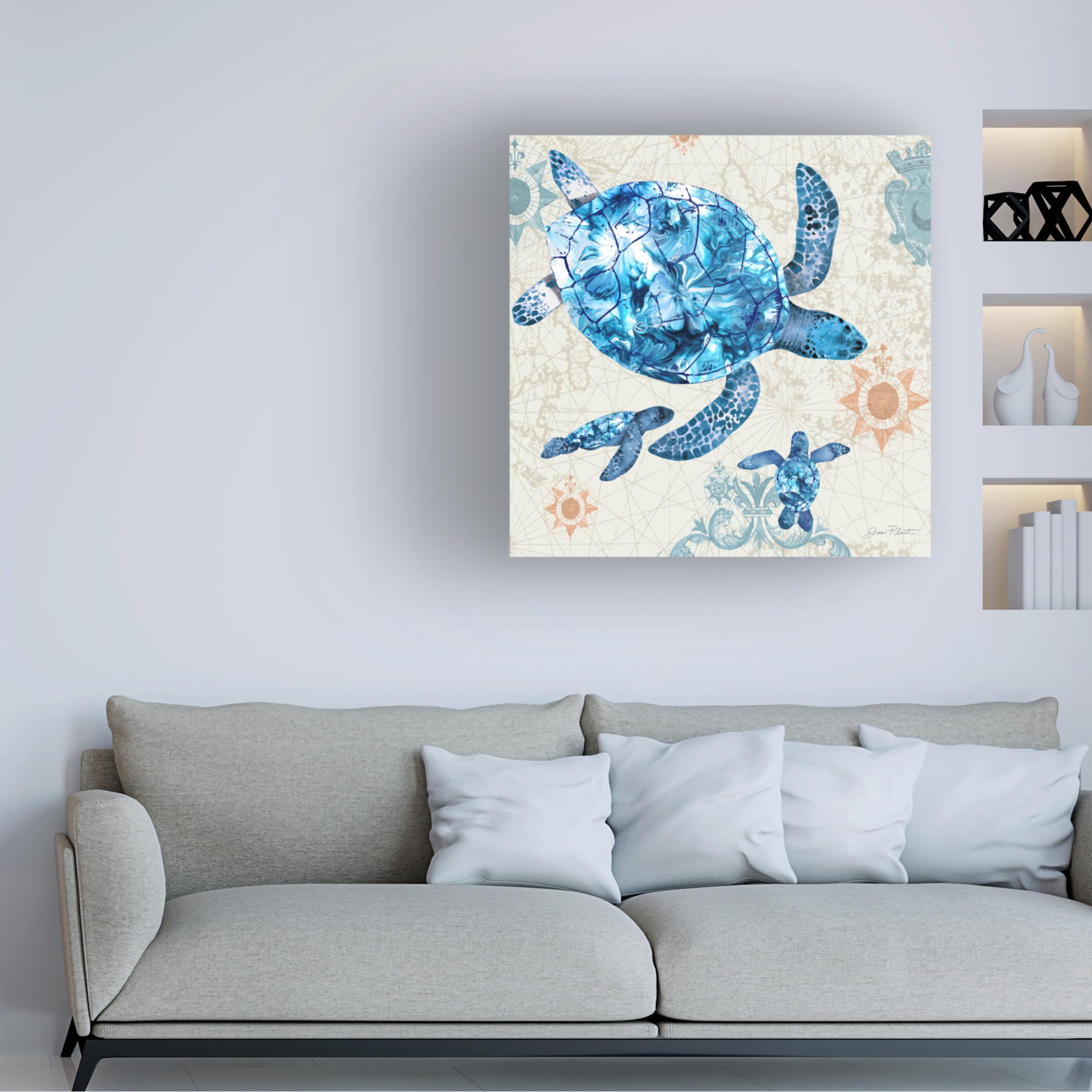 Canvas Wall Art - Jean Plout 'Coastal Collection C' Wall Art for Living Room, Bedroom, or Office Décor by Trademark Fine Art - 24 x 24 Inches